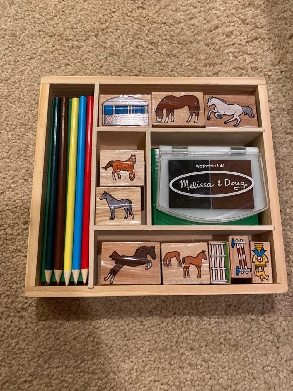 Melissa & Doug Kids Horse Stamp and Color Set - Brown, Green, Blue, Red, Yellow